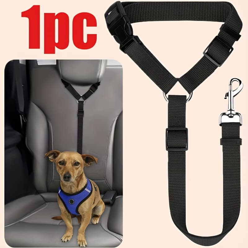 TEMU Adjustable Pet Dog Car Safety Belt With G-harness Restraint - Travel Traction Belt For Suvs, Sedans & Minivans, Machine-washable Dog Belt For Trips (fits Headrest)