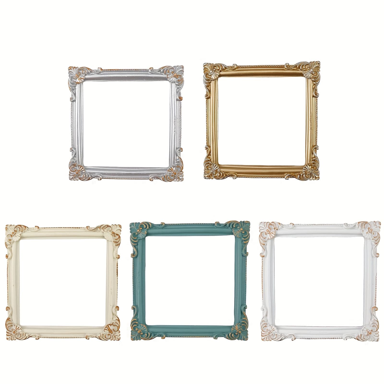 TEMU 2pcs Retro Victorian Square Resin Photo Frame Set, Random Color Durable Material, Multiple Photo Desktop Display Frame, Home Wedding Decoration Small Photo Frame, Retro Photo Frame Additions