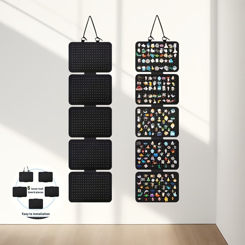 TEMU 1pc Black Felt Jewelry Organizer, Hanging Brooch Storage Bag, Badge Collection Display Page Can Hold At 200 Pins Fornecklaces, Earrings, And Accessories