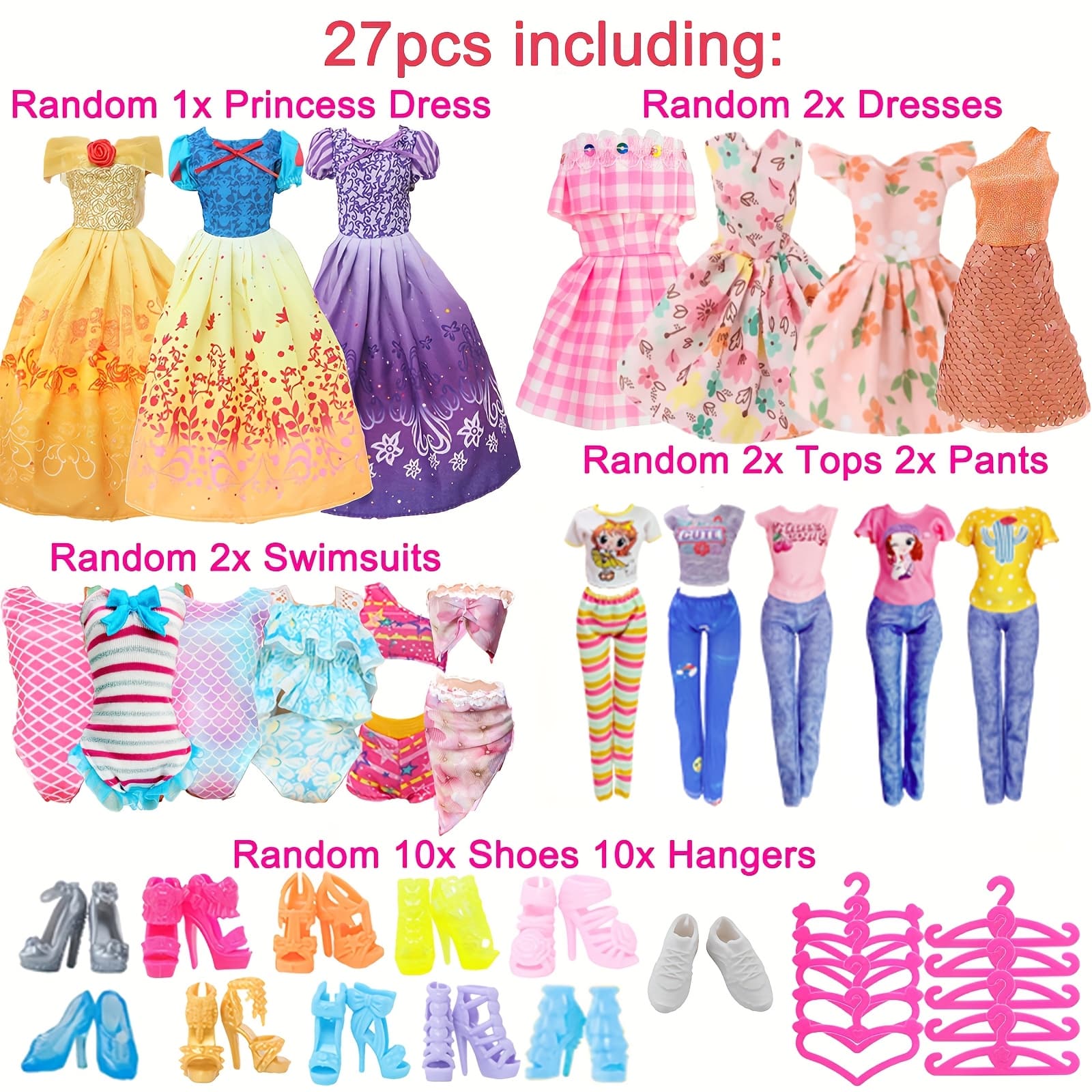 TEMU 27pcs/set Doll Clothing And Accessories, Suitable For 11. 5-inch 30-- Dolls, Toy House Christmas Birthday Gift Party Toys