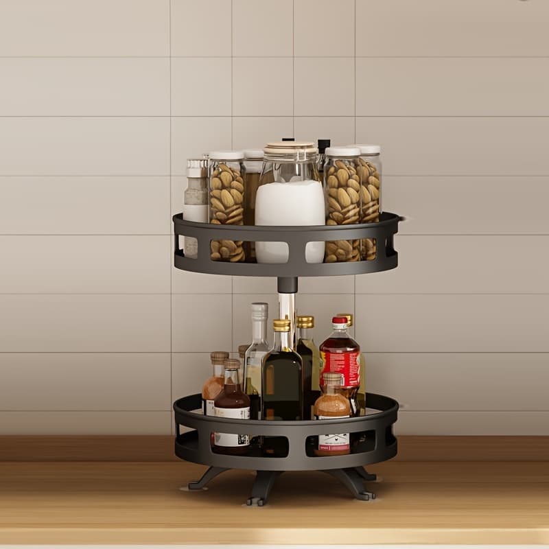 TEMU Multipurpose Rotating Organizer-space-saving, Non-slip Countertop Storage For Tableware, And Makeup, Spice Organizer Kitchen Storage
