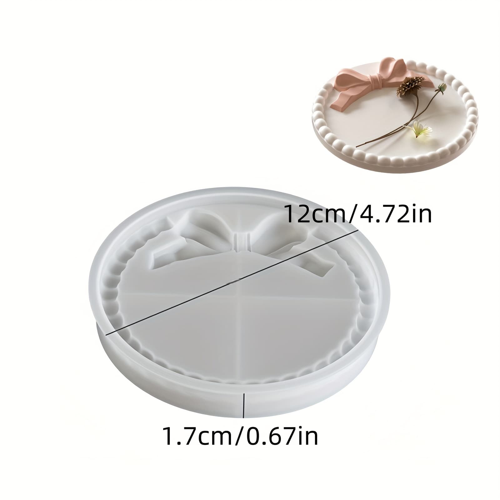 TEMU Bow Rectangular Tray Resin Casting Molds Square Circular Bead Coaster Clay Gypsum Silicone Molds European Style Tray Dish Molds Jewelry Placement Storage Molds