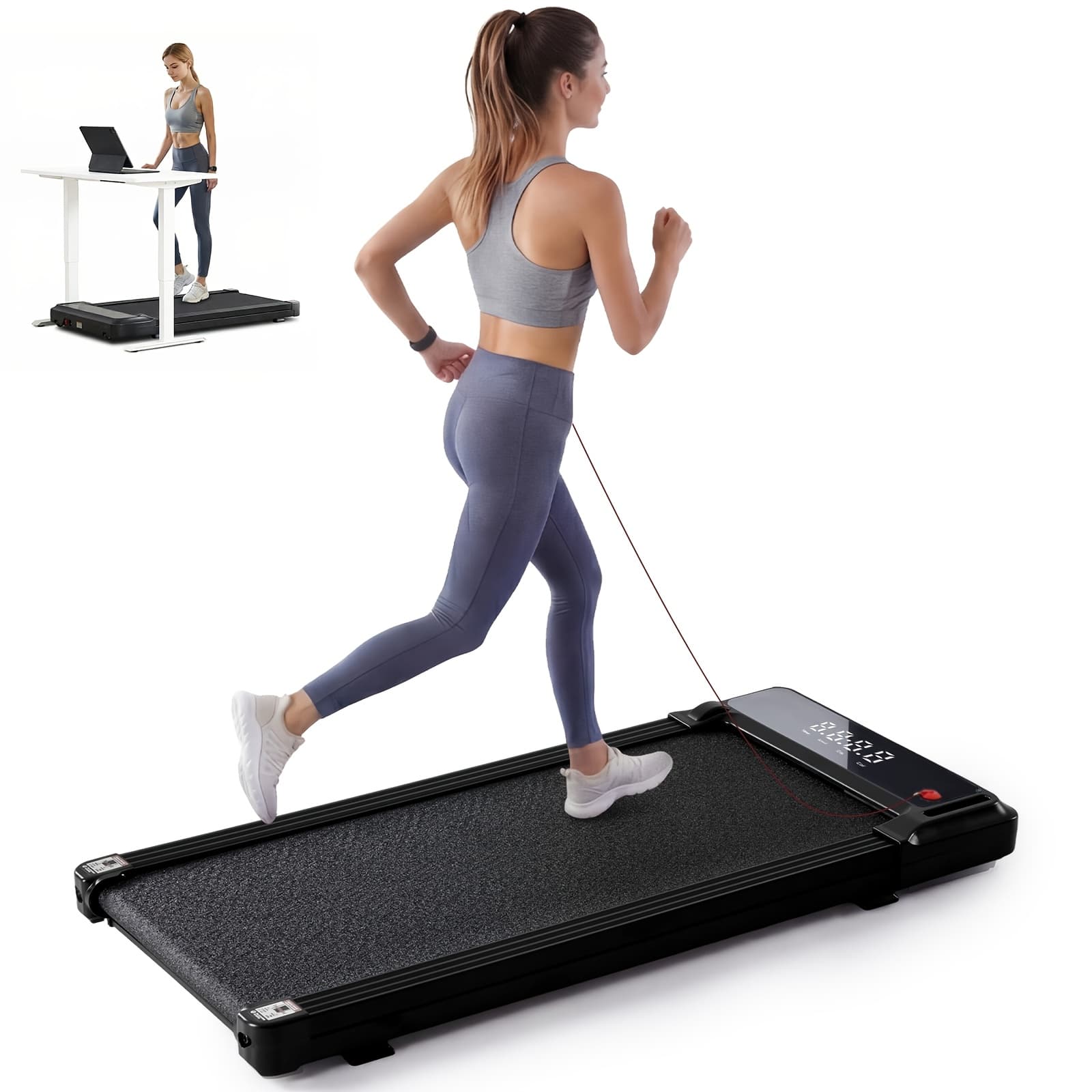 TEMU Walking Pad Treadmill For Home, Under Desk Treadmill For Small Space, Portable Design For Home Office Workouts