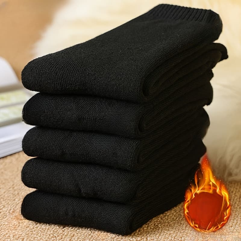 TEMU 5 Pairs Of Thickened Winter Men's Mid-calf Fleece Socks
