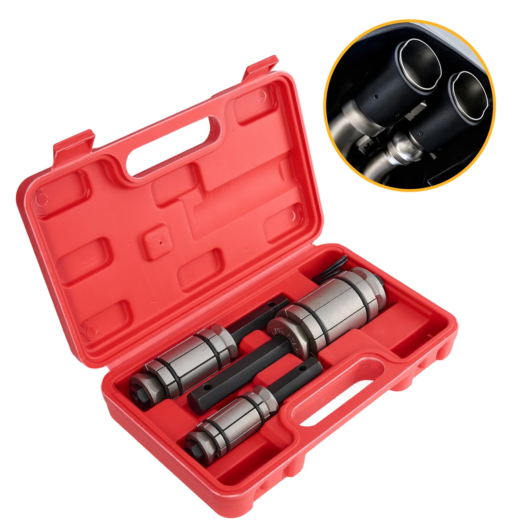 TEMU Set Of 3 Exhaust Pipe Expanders, A Tool For Pipe Repairs Made From Carbon Steel, Featuring A Non-slip Grip, Suitable For Muffler And Exhaust System Repairs, Endorsed By Mechanics, Without Battery