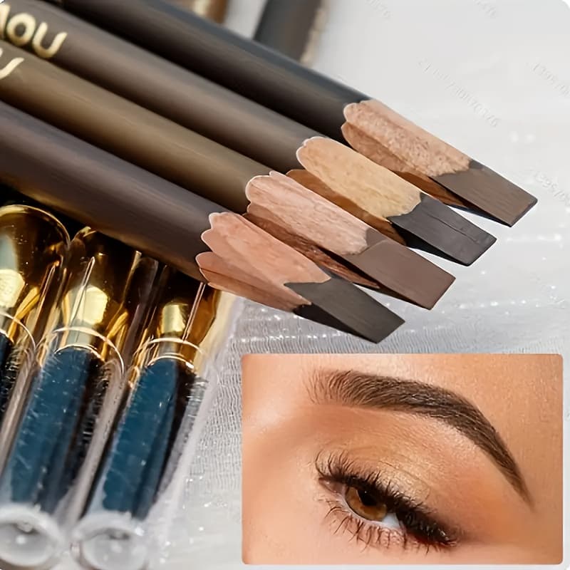 TEMU 2pcs Waterproof Eyebrow Pencil In 5 Colors With Built-in Brush - Long Lasting, Fade Resistant, Matte Natural Finish - Achieves Tattoo-like Effects For Flawless Eyebrows Valentine's Day Gift