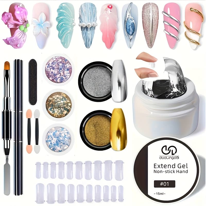 TEMU Builder Gel For Nails, 15ml Large Capacity Clear Hard Gel For Nails 3d Sculpting Gels Non-sticky Hand Carving U V/led Extension Gels With 3d Mold Nail Home Diy.