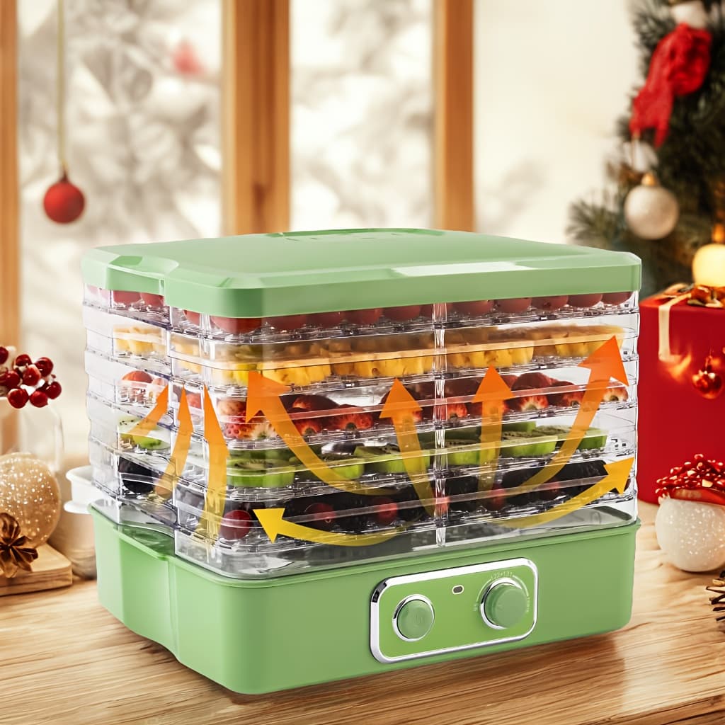 TEMU Food Dehydrator For Jerky, 5 Bpa-free Stackable Trays, Adjustable Temperature Control For Fruit, Meat, Veggies, Herbs & Snacks, 240w, Green (5-tier)