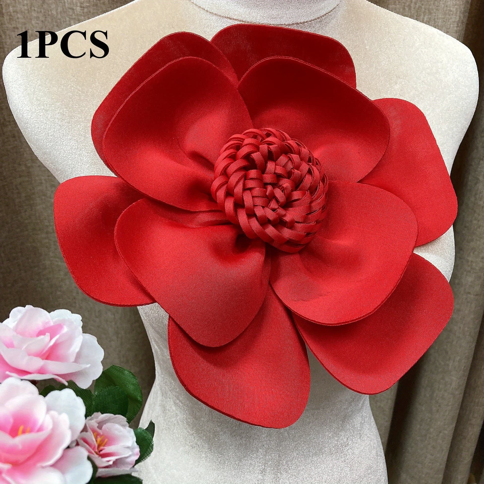 TEMU 1pc Wide 25cm/9.84in High Aesthetic Large Handmade Flower Clothing Accessory, Decoration, Brooch, Wedding, Evening Gown, Clothing, Hat, Bag Large Event Decoration