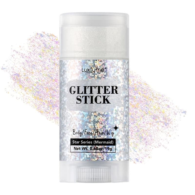 TEMU Luxfume Glitter Stick - Glitter | Shimmering High-shine Finish, Dries Clear & Not Sticky | For Hair & Wigs Too | Smooth Applicator | Long Lasting Sparkle | Multiple Colors! (0.68oz)