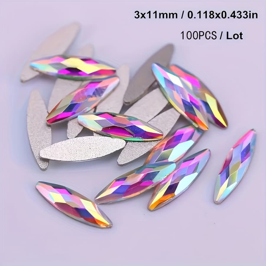 TEMU 100pcs/pack, Raindrop Crystal Ab Nail Art Rhinestones Flat 3d Crystal Gems, Suitable For Making Additions Shoes, Clothes, Face Painting, Bags, Nail Decoration, Nail Diamonds