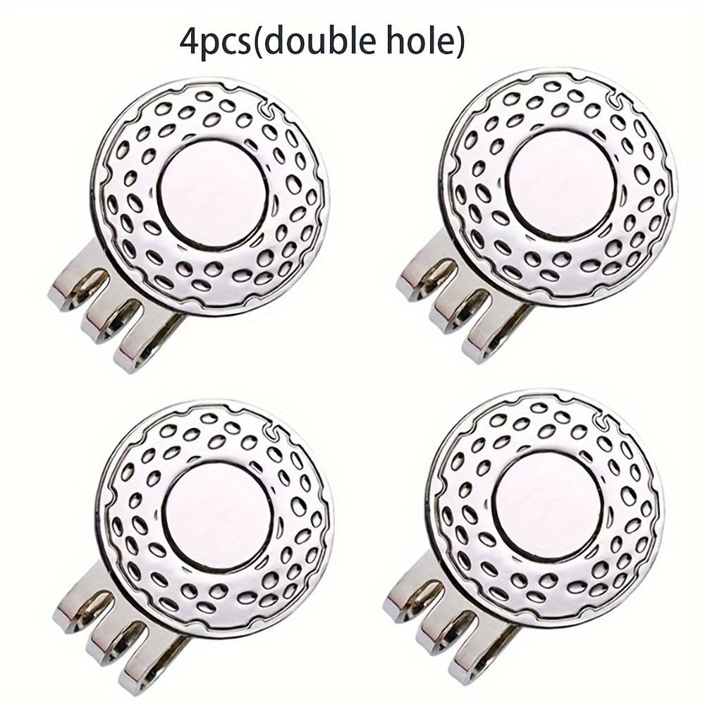 TEMU 4pcs Magnetic Golf Hat Clip With 25mm Silvery Ball Marker - Convenient Golf Accessory For Easy Marking And Retrieval