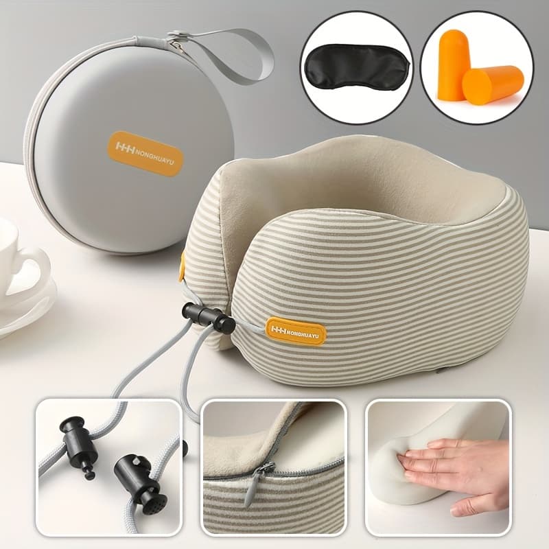 TEMU Memory Foam U-shaped Pillow Travel Neck Pillow Airplane Sleeping Pillow Neck Pillow Cervical Pillow Neck Support Portable U-shaped Pillow