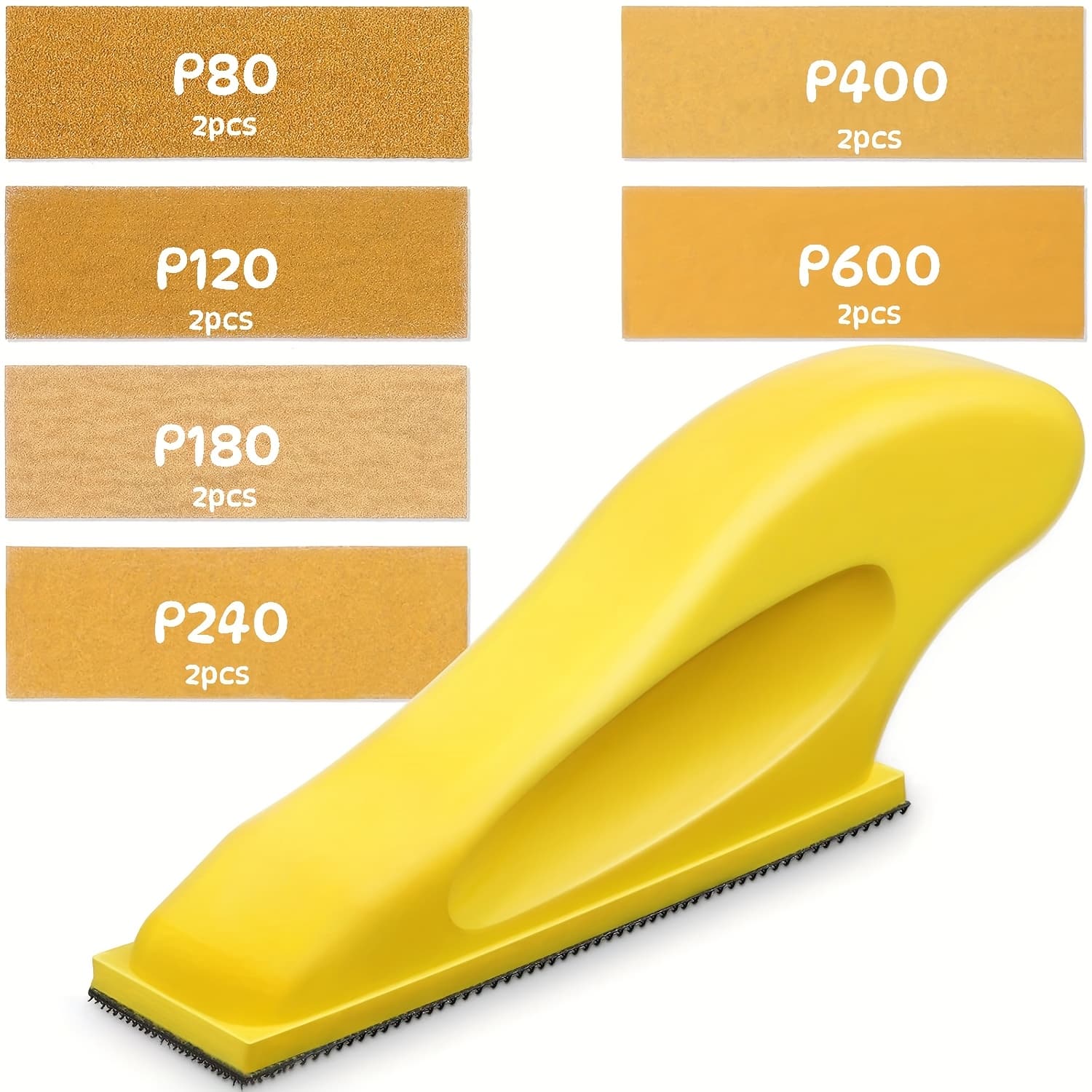 TEMU Micro Sander Kit 3.5"x1" Mini Sander For Small Projects Micro Detail Handle Sanding Tools 12 Sheet Sandpaper For Wood Diy Handicrafts Polishing Sanding (p80/p120/p180///)