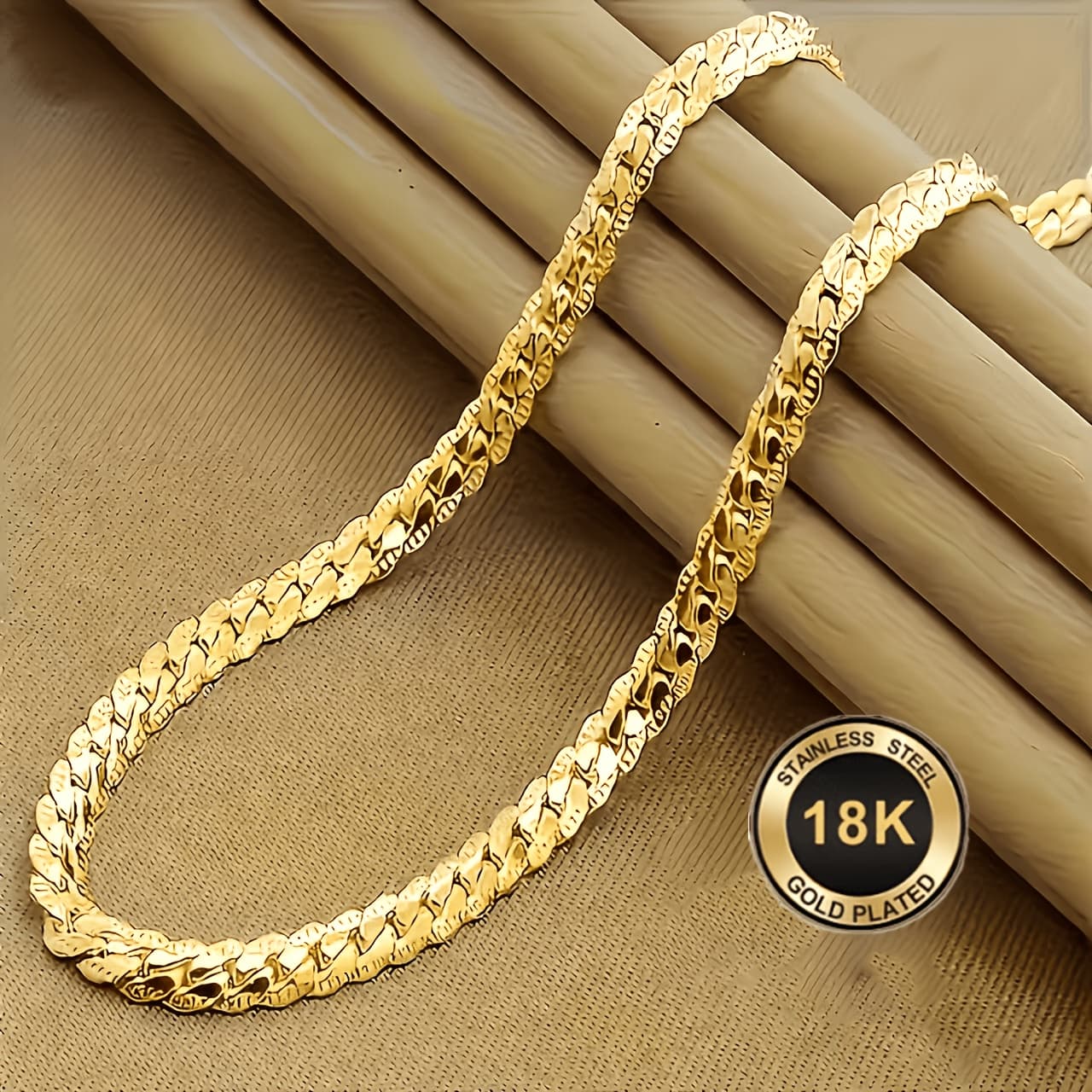 TEMU 1pc 18k Golden Plated - Fashionable Elegant Unisex Necklace, Perfect Engagement Wedding Gift, Anniversary Present, Trendy Accessory, , Durable Material, Valentine's Day Gift