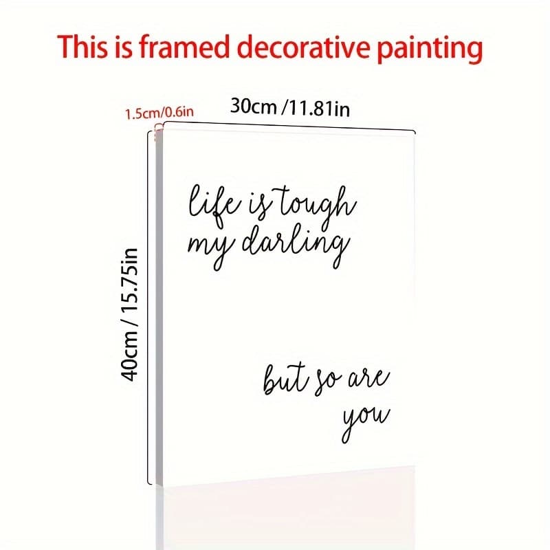 TEMU 1pc Wooden Frame Canvas Art Print Inspirational Poster With Tough Quote, Ideal For Living Room Bedroom Wall Decor