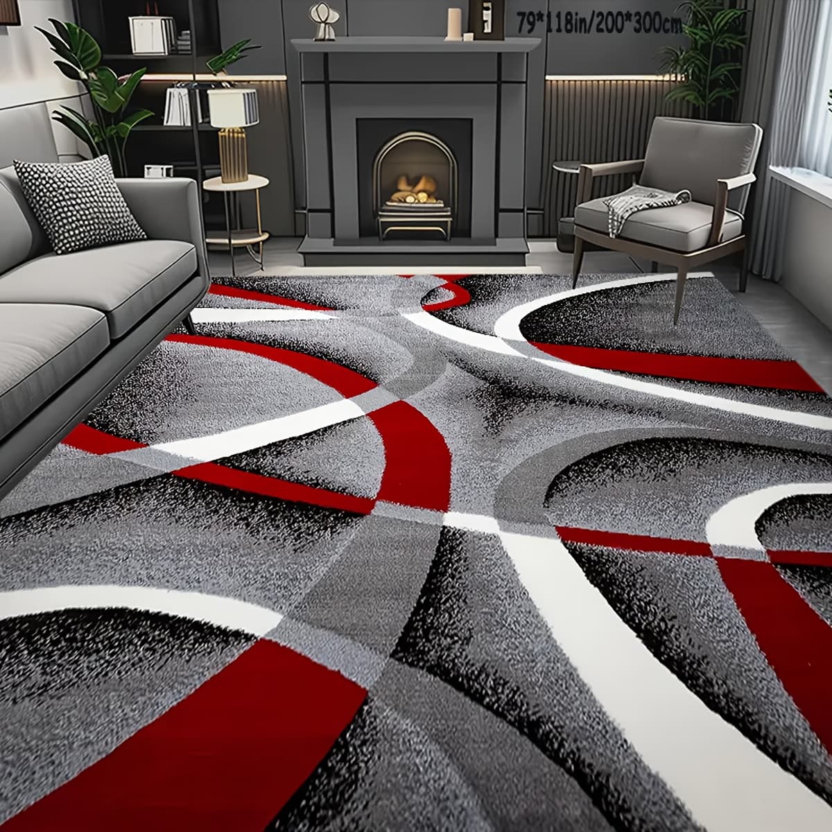 TEMU 1pc Christmas Decor Area Mat, Abstract Geometric, Non-slip, Machine Washable, For Living Room, Sofa, Coffee Table, Bedside, Dining Table, Kitchen, Game Room, Indoor, Outdoor, Garden