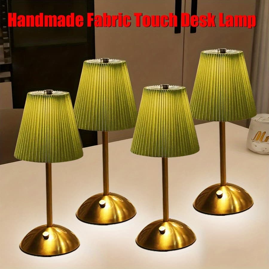 TEMU 4pcs Led Metal Office Table Lamp -fabric Shade Desk Lamp, Usb Charging Ports, 3-way Dimmable Led Desk Lamp For Bedroom Nightstand, , For, Office, Bedroom, Living Room, Christmas Gifts