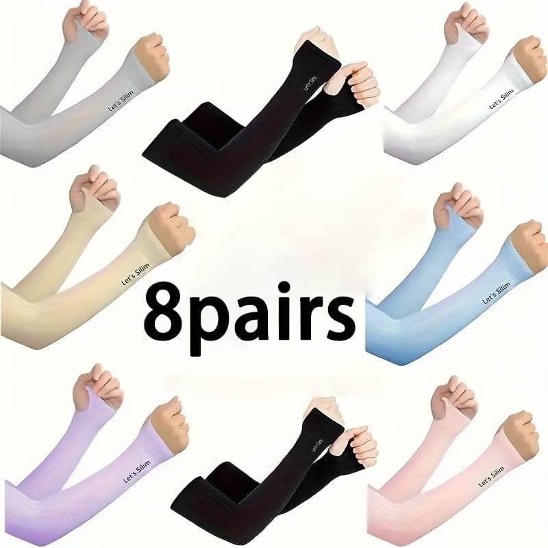 TEMU 8 Pairs Of Cool Arm Covers For Men And Women, Summer Travel Arm Sleeves, Breathable And Elastic, Multiple Colors