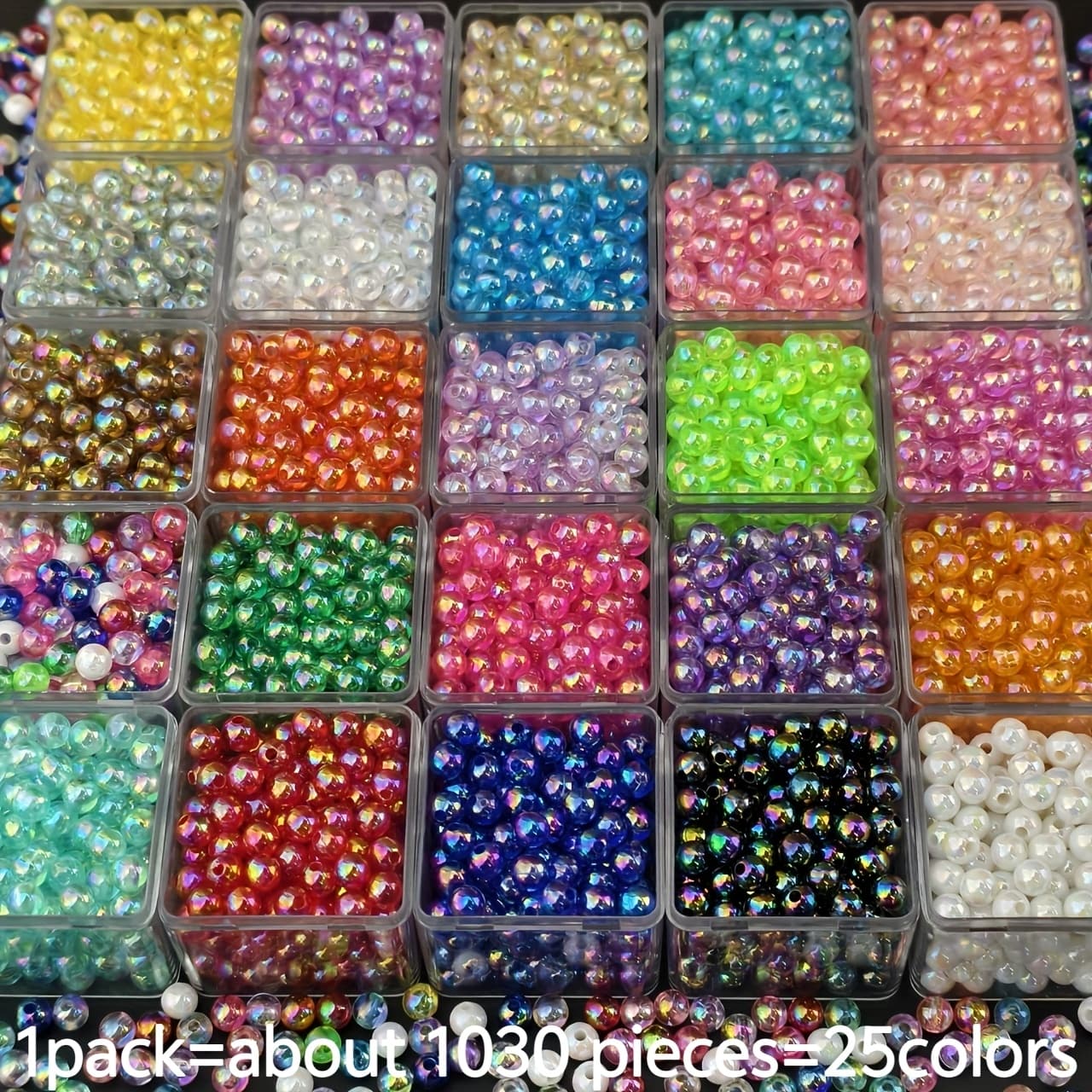 TEMU 1030pcs 25 Colors 6mm Acrylic Set, For Jewelry Making Handmade Bracelets Necklaces Mobile Phone Chains Crafts Supplies, Decorative Beads