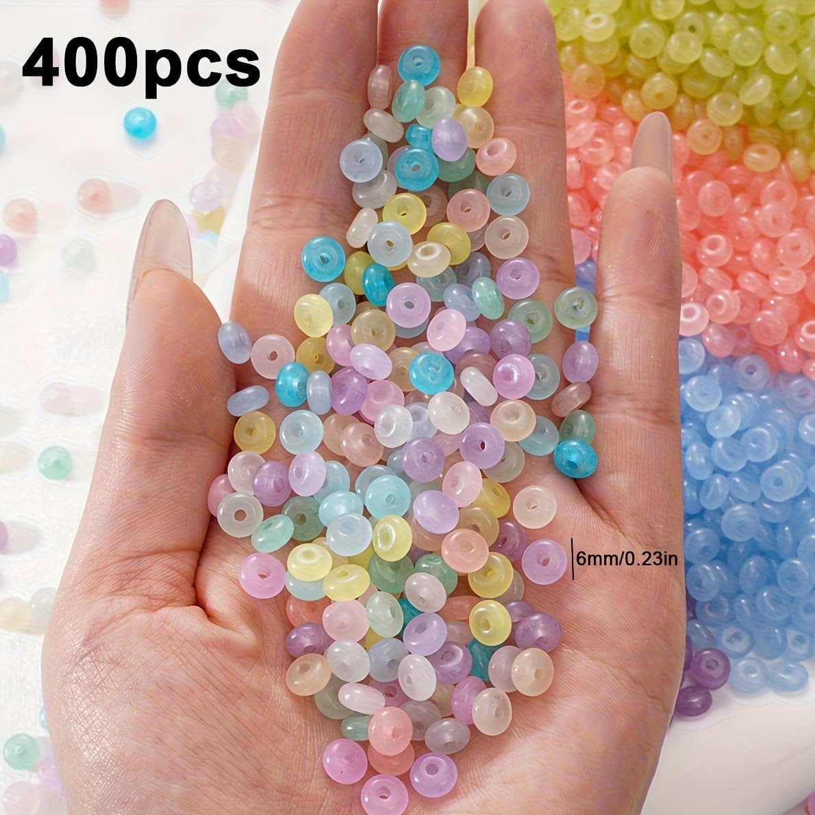 TEMU 2d Flat - 400pcs 6mm Glass Abacus Beads - Round Spacer Beads For Making, With Hollow Detail