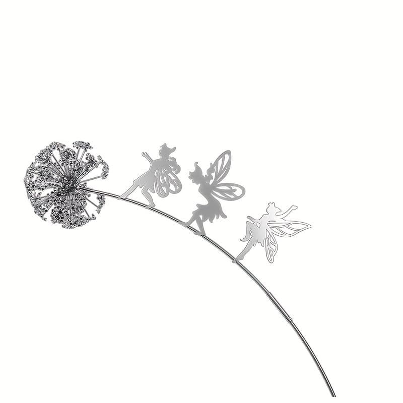 TEMU Flower With Dandelion Garden Art Sculpture Statue Christmas Halloween Decoration For Outdoor Yard Courtyard Lawn Patio Metal Ornaments