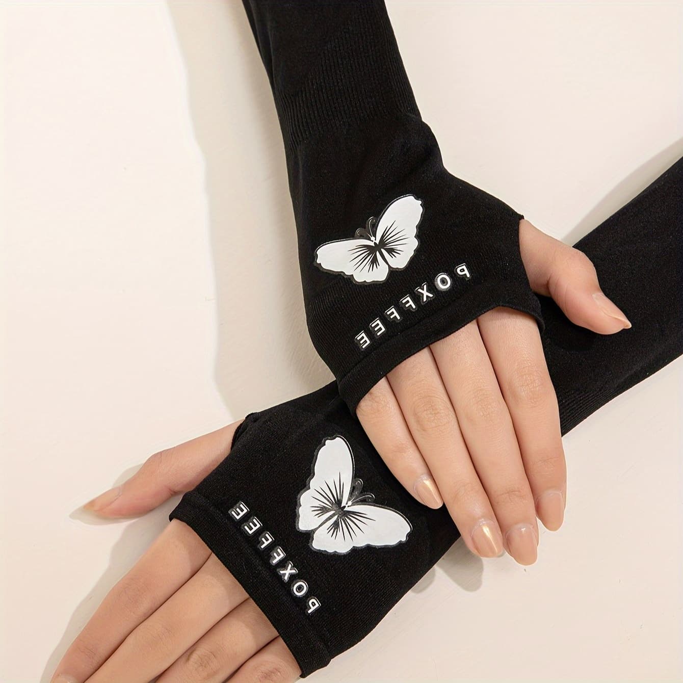 TEMU Women's Fashion Arm Sleeves With Print - 1 Pair, Polyester Elastic Summer Outdoor Cover, Noctilucent Design, Weekend Casual - Printing
