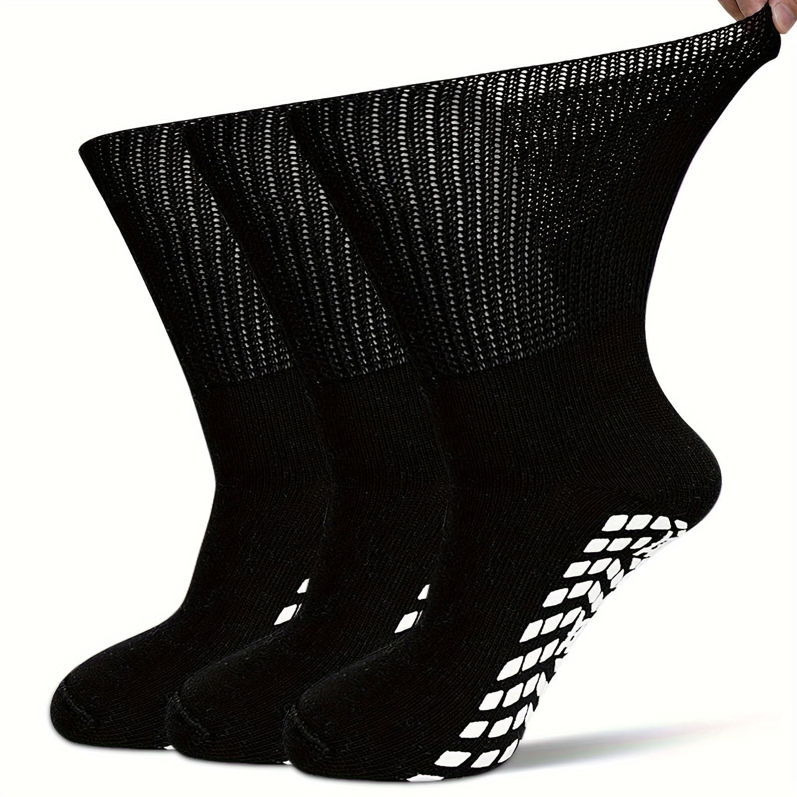 TEMU Diabetic Socks, 3 Pairs Diabetic Socks For Men Women Size 10 13, Non Socks Hospital Socks With Gripper For Women, Extra Wide Calf Socks For , White