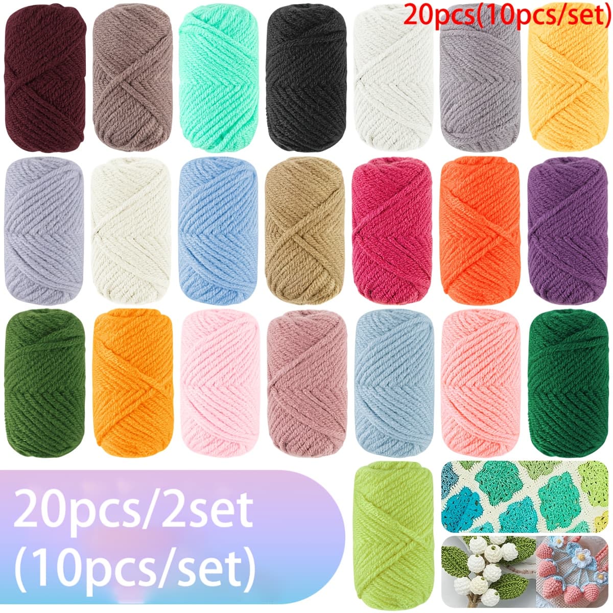 TEMU 10pcs/20pcs[5g/pcs], Milk Scarf Hand Knitting Thread Diy, Starter Crochet Kit Yarn Bulk, Educational Parent, Knitting Hats Bags Gloves Dolls Placemats Coasters