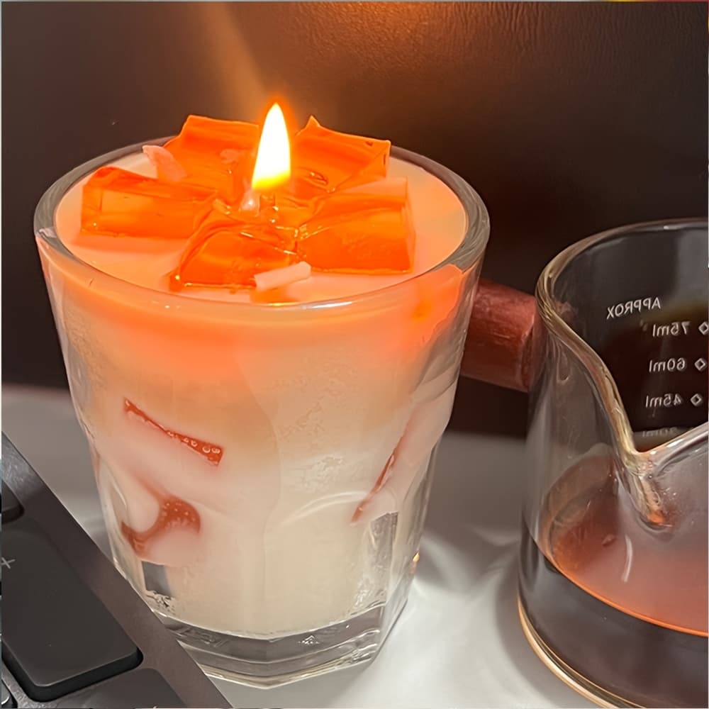 TEMU Single Cup 300g Candle, Handmade Iced Candle, Indoor Creative Birthday Gift Box, Indoor Essential Candle, Rich Candle, Local , Fast Delivery