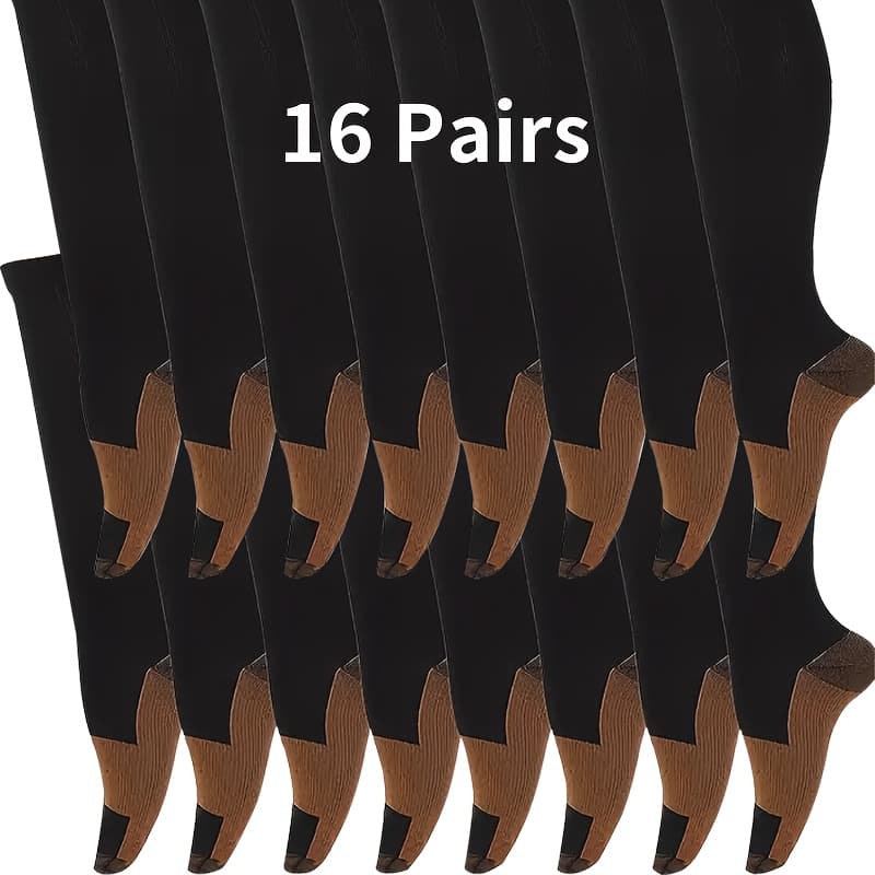 TEMU 16 Pairs - Long Sports Socks, Oversized Compression Socks, Unisex, Outdoor & Cycling, Long Socks - Compression Socks
