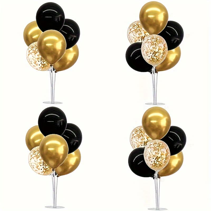TEMU 4 Sets Of Black And Table Centrepieces - Black And Decoration Balloon Holder Kit For Christmas Engagement Wedding 50th Anniversary Birthday Halloween Thanksgiving