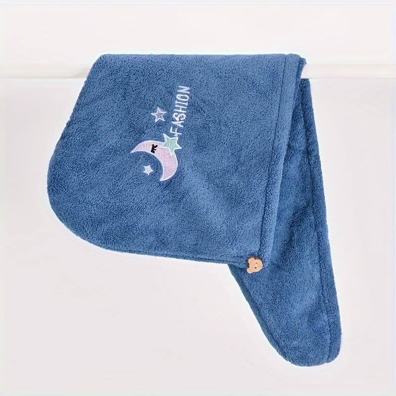 TEMU 1pc Magic Microfiber Hair Drying Towel - Quick- Absorbent Shower & Turban, Soft Polyester Bath Hat With Button Closure, Options (purple