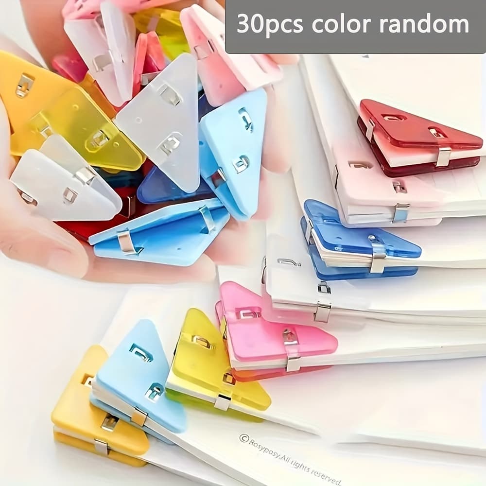 TEMU 30pcs Colorful Acrylic Clips - Multipurpose Paper & Bill Holders, Book Corner Binder Clips For Desk Organization, Durable Material, Ideal For Office & Home ,random Style
