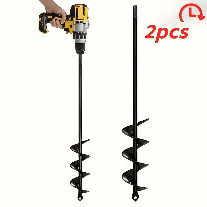 TEMU Plant Planting Worm Bit Suit-1.6 Inch And 3.5 Inch Spiral Puncher, Bulb Planting Tool With Hex Drive-perfect For Garden, Bed Plants With Japanese Umbrella Holes