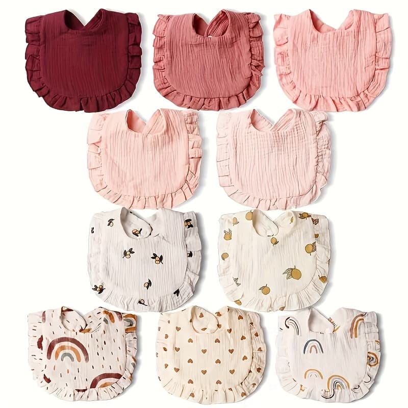 TEMU 10pcs Baby Bib, Design, Material, Non, Suitable For And Feeding, Patterns, Hand Washable