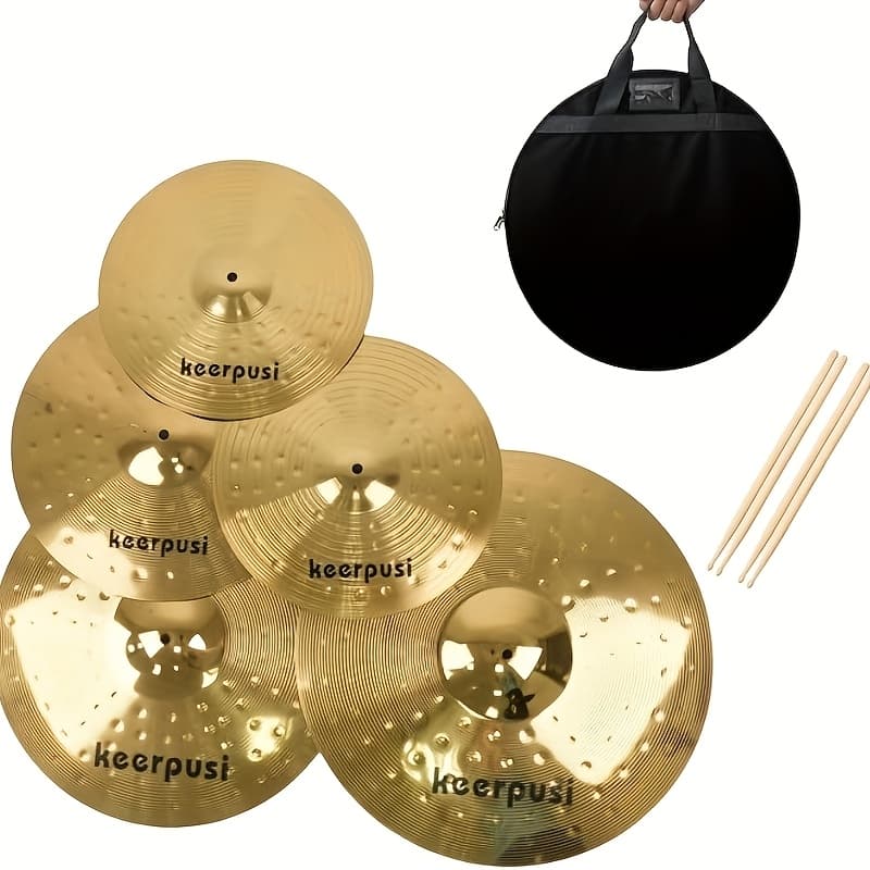 TEMU Keerpusi Cymbal Pack Alloy Cymbals Drum Cymbal Set 14"/16"/18"/20" Cymbal Bag 5pcs Cymbals For Drum Set