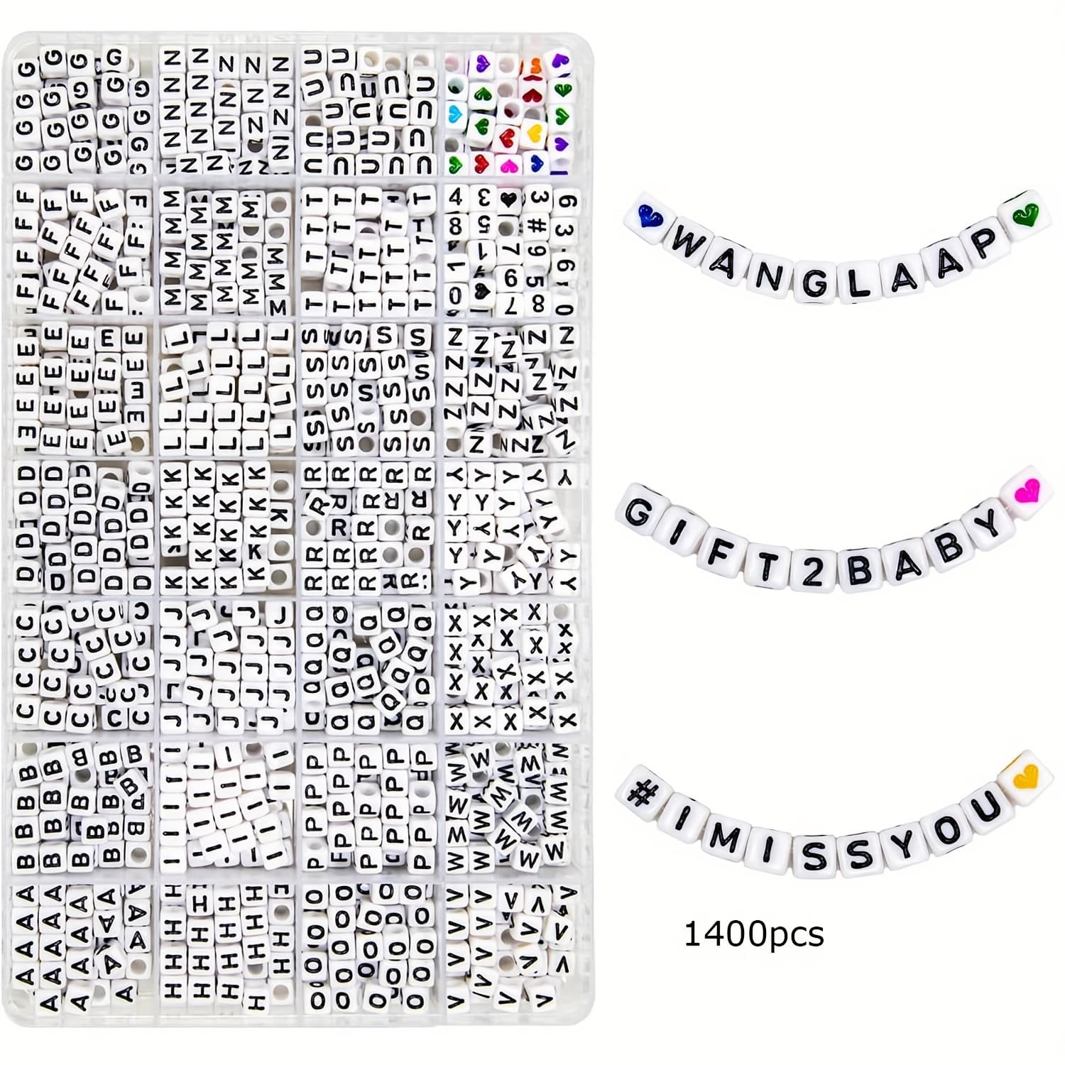 TEMU Efrey 1400pcs Acrylic Alphabet , Jewelry Bracelet Creation Kit, Assorted Letter Beads, Craft