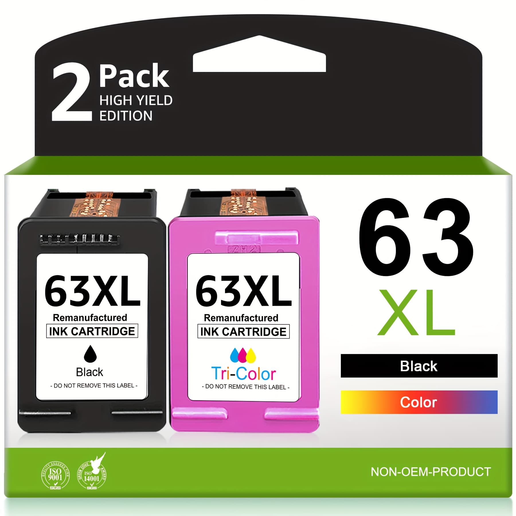 TEMU 1-2 Pack 63xl Ink Cartridges Black And Color Replacement For Ink 63 63xl For 5255 4650 3830 5258 4652 4520 4512 Printer 63 Ink