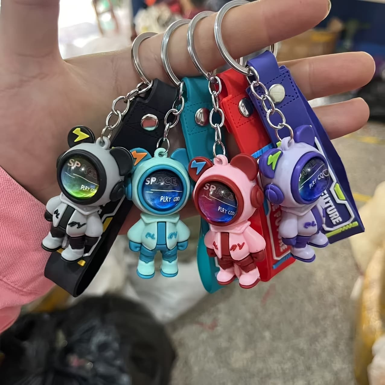 TEMU 4pcs Of Pvc Astronaut Bunny Keychain, Suitable For Birthday, Wedding, Party Gift, Holiday Gift