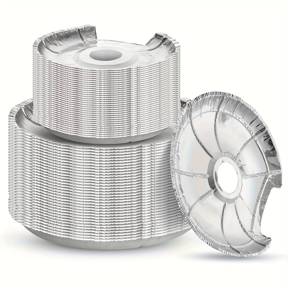 TEMU Disposable Durable Burner Bibs For Electric And Gas Range Stoves - Aluminum Foil Round Burner Cover Liners - Great For Avoiding From Oil & Food - (25pcs 8 Inch & 25pcs 6 Inch)