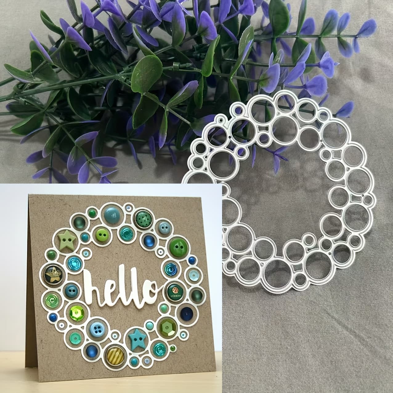 TEMU 1pc Creative Bubbles Metal Cutting Dies, Diy Scrapbooking Embossing Stencil, Handmade Greeting Card Making Metal Die Cuts, Gift Card Making Tools
