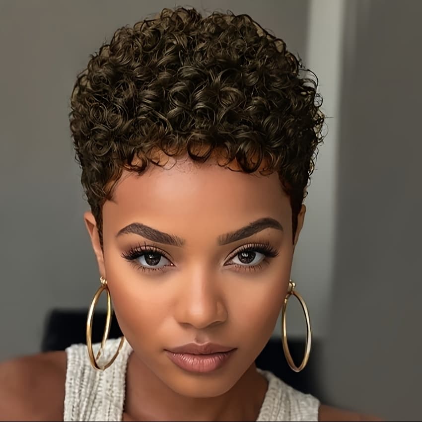 TEMU Short Afro Curly Hair Wig Synthetic Curly Wigs For Women African Women Wigs Short Haircut Wig Synthetic Hair Brown Wig Burgundy Hair Wig 6 Colors Short Cut Wig Curly Hairstyles