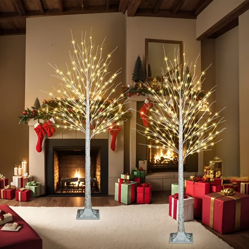 TEMU Set Of 2 Led Birch Tree Lights Measuring 70 Inches, , And 24 Inches, Usb, Suitable For Home, Bedroom, Living Room, Wedding Decor, Valentine's Day Gifts, And More