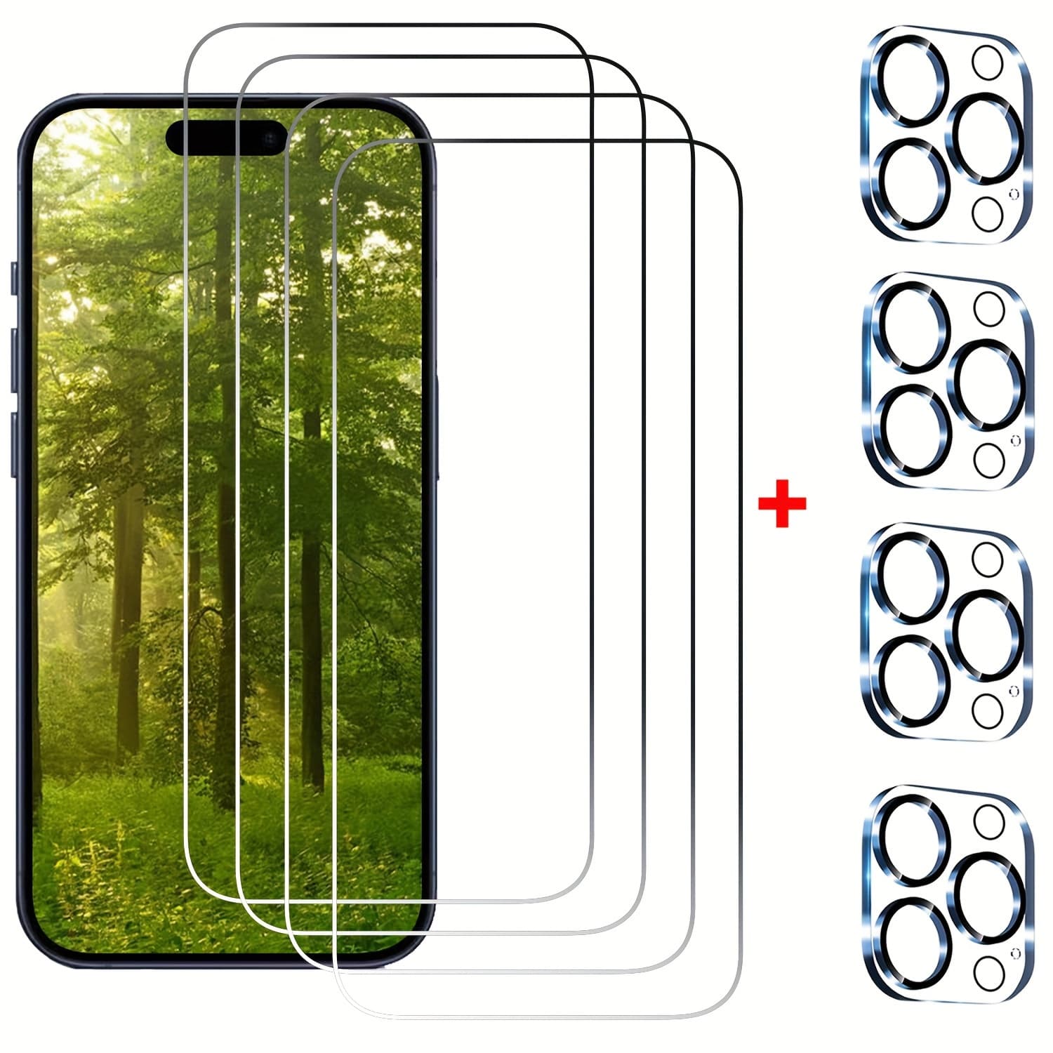 TEMU 8in 1 For Iphone 16 Pro Max/16 Plus/16 Pro/16/15 Pro Max/15 Pro/ Plus With 4pcs Tempered Glass Screen Protectors And 4pcs Camera Lens Protectors
