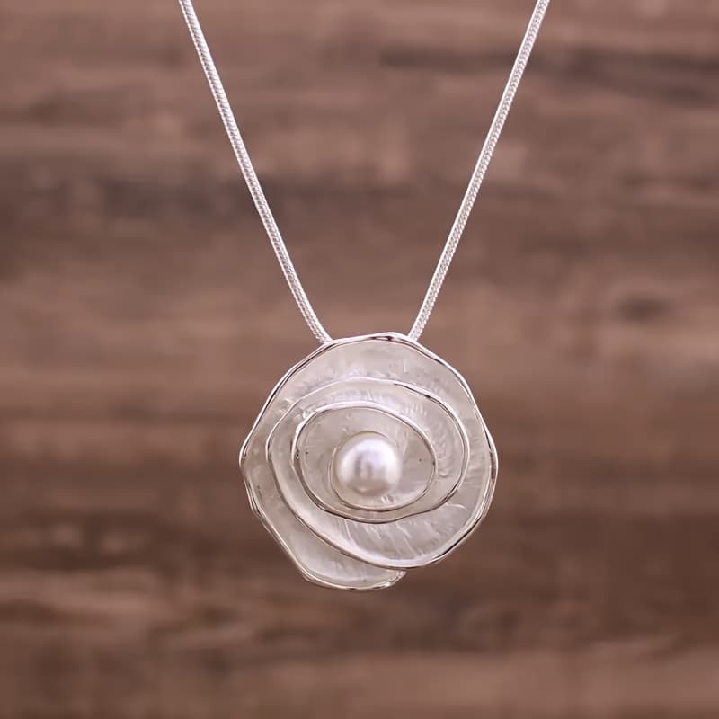 TEMU 1pc Color Painted Oil Pearl Rose Pendant High-end Women's Multifunctional Rose Necklace