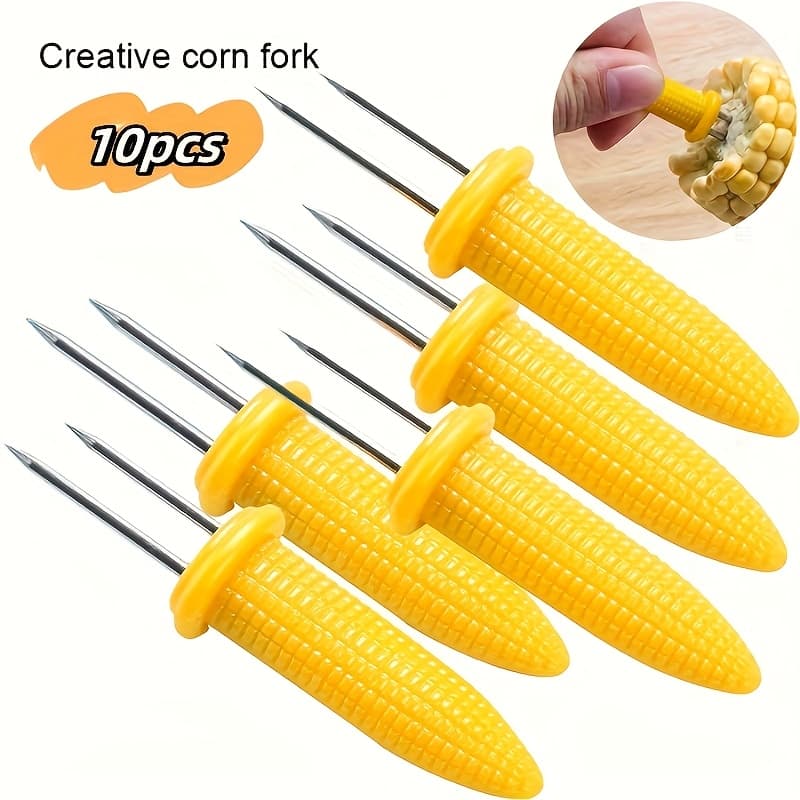 TEMU 10pcs Stainless Steel Corn Holders - Set Of 8 - Perfect For Bbqs And Picnics