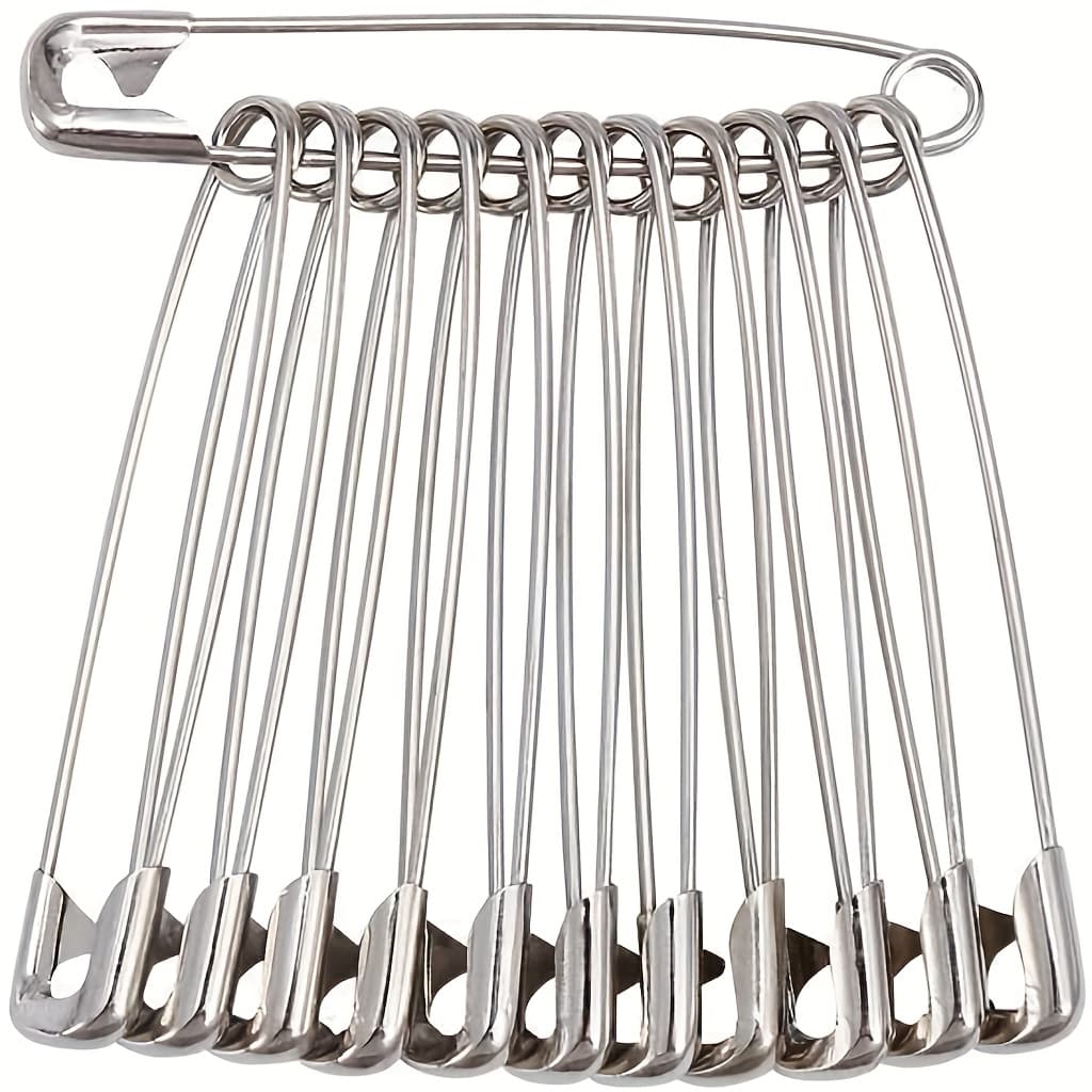 TEMU 60 Large Safety Pins, Durable Rustproof Nickel Plated Steel Pins, Size 4, 2.2 Inch / 55 Mm