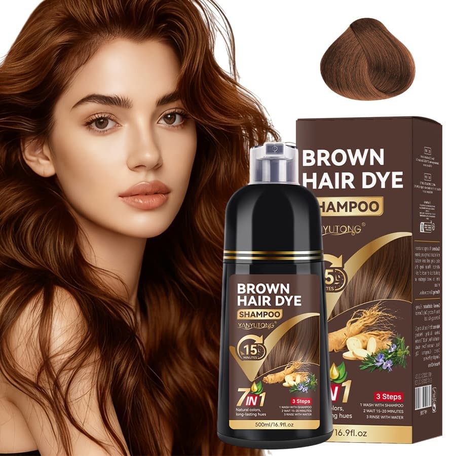 TEMU 7-in-1 Hair Dye Shampoo For Men And Women, Instant Hair Coloring, 100% Gray Hair Coverage, Natural Hair Color In Minutes, Easy-to-use Herbal Hair Dye Shampoo For Men And Women, Lasts Up To