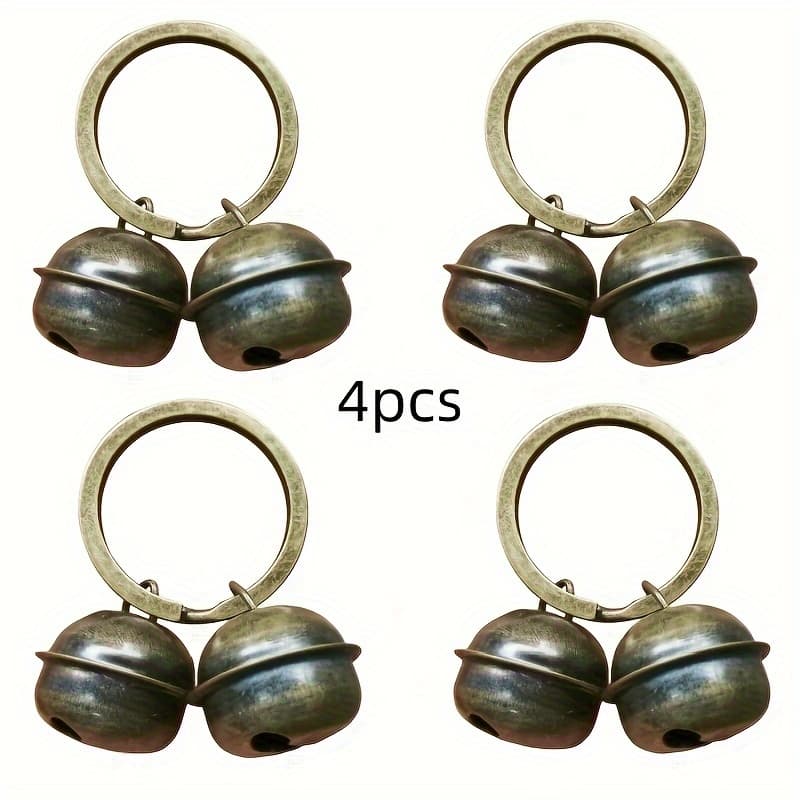 TEMU 4pcs Combo Cat And Dog Collar Bells, Pet , -color Vintage Bells With 4 Key Ring Pendant Bells, Anti-lost Training Bells